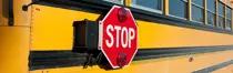 Zoomed-in stop sign on school bus